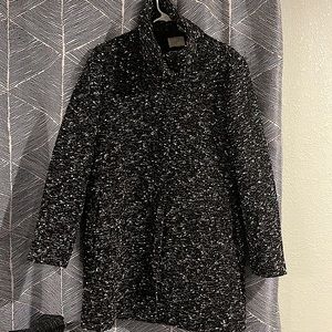 Womens black and white marled dress coat